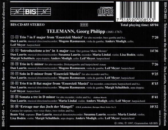 Dan Laurin: Telemann on the Recorder - CD Foto #2