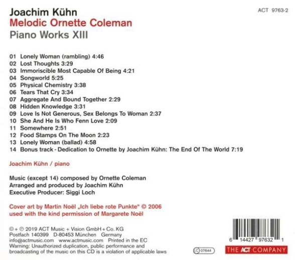 Joachim Kühn: Piano Works XIII: Melodic Ornette Coleman - CD Foto #2