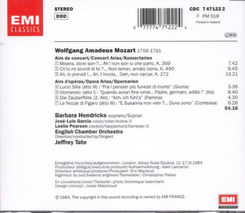 Barbara Hendricks, English Cahmber Orchestra, Jeffrey Tate: Barbara Hendricks - Mozart Airs De Concert & Operas - CD Foto #2