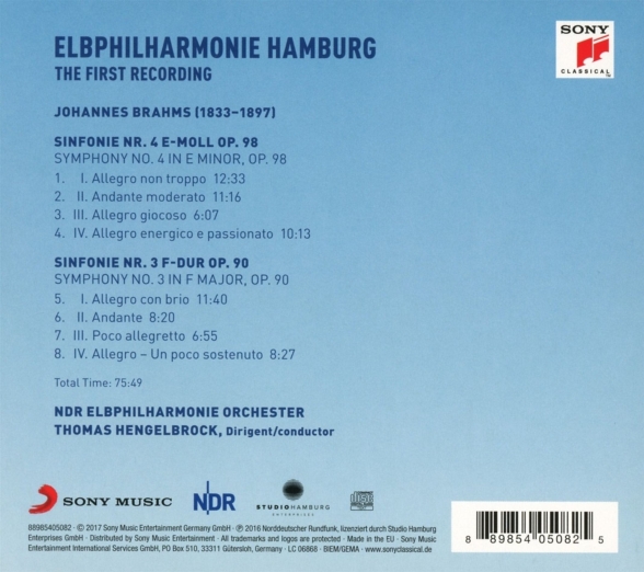 Thomas Hengelbrock, NDR Elbphilharmonie Orchester: Brahms: Symphony No 3 & 4 (Elb-Philharmonie First Recording) - CD Foto #2