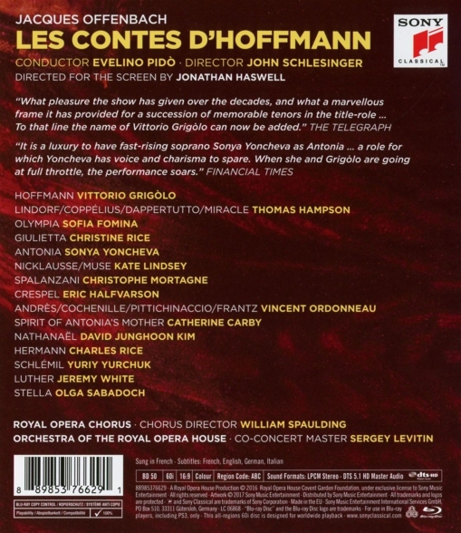 Vittorio Grigolo, Kate Lindsey, Sofia Fomina, Christine Rice, Orchestra of the Royal Opera House, Royal Opera Chorus, Evelino Pidò: Offenbach: Les Contes D'Hoffmann - BluRay Foto #2