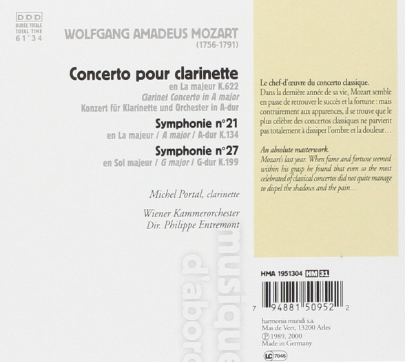 Michel Portal, Wiener Kammerorchester: Mozart: Clarinet Concerto - CD Foto #2