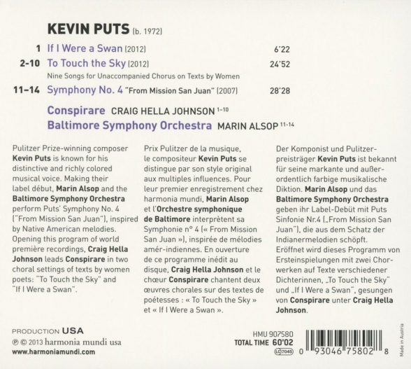 Baltimore Symphony Orchestra, Marin Alsop: Kevin Puts: Symphony no.4 - CD Foto #2