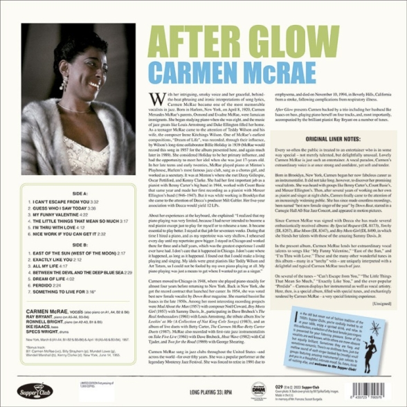 Carmen McRae: After Glow With The Ray Bryant Trio (Limited Edition) - Plak Foto #2