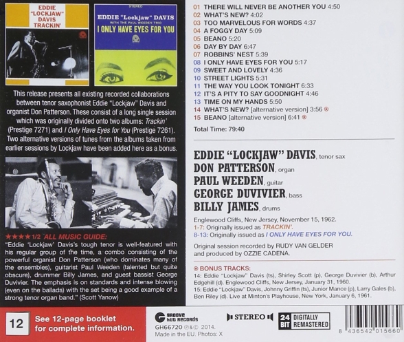 Eddie "Lockjaw" Davis: Trackin' + I Only Have Eyes For You + 2 Bonus Tracks - CD Foto #2