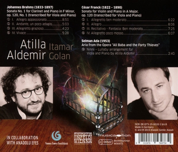 Atilla Aldemir, Itamar Golan: Brahms, Franck, Ada: Viola Sonatas, Ninni - CD Foto #2