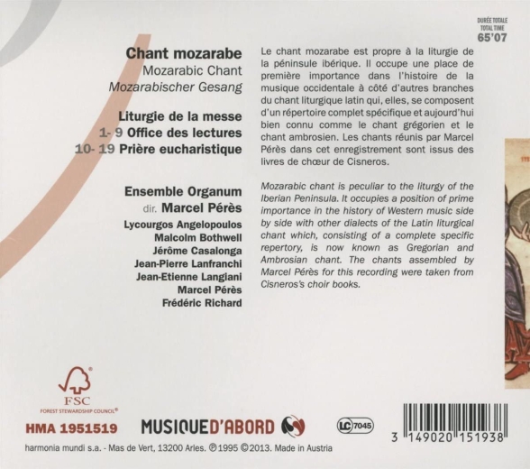 Marcel Peres, Ensemble Organum: Mozarabic Chant - CD Foto #2
