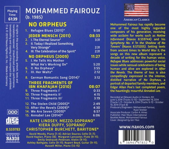 Kate Lindsey, Kiera Duffy, Christopher Burchett: Fairouz: Lieder "No Orpheus" - CD Foto #2