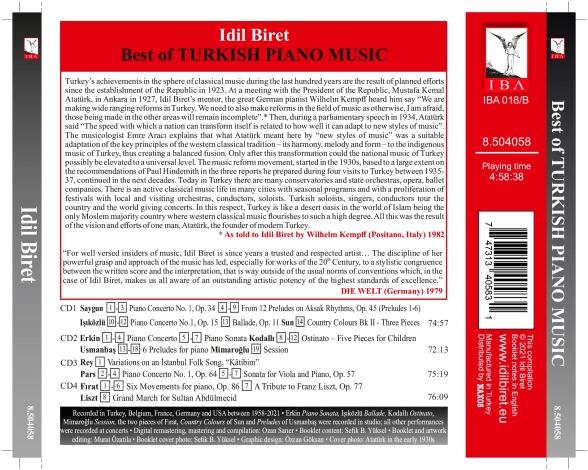 İdil Biret - Best Of Turkish Piano Music - CD Foto #2