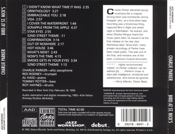 Charlie Parker: Bird at St Nick's - CD Foto #2