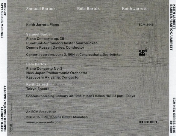 Keith Jarrett, Dennis Russell Davies, Kazuyoshi Akiyama: Barber, Bartok: Piano Con. - CD Foto #2
