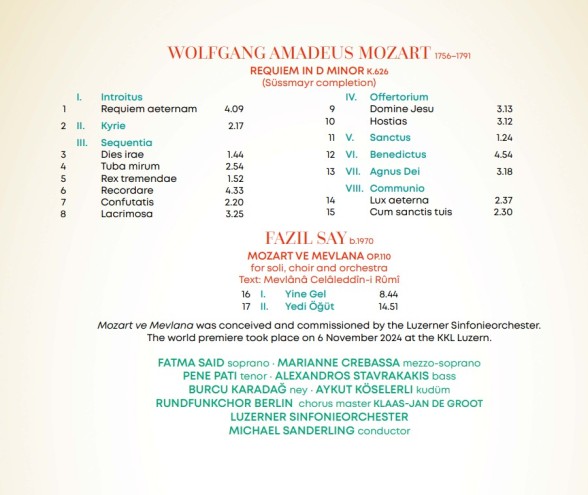 Michael Sanderling, Luzerner Sinfonieorchester, Fatma Said, Marianne Crebassa, Fazıl Say: Mozart, Say: Requiem KV 626, Mozart & Mevlana - CD Foto #2