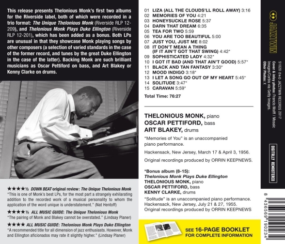 Thelonious Monk: The Unique Thelonious Monk - CD Foto #2