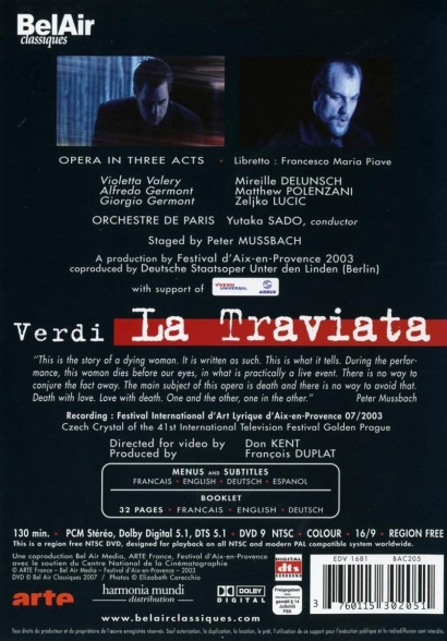 Mireille Delunsch, Matthew Polenzani, Zeljko Lucic, Orchestre de Paris, Yutaka Sado: Verdi: La Traviata - DVD Foto #2