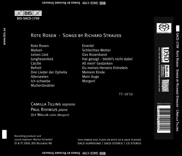 Camilla Tilling, Paul Rivinius, Ulf Wallin: Rote Rosen – Songs by Richard Strauss - SACD Foto #2
