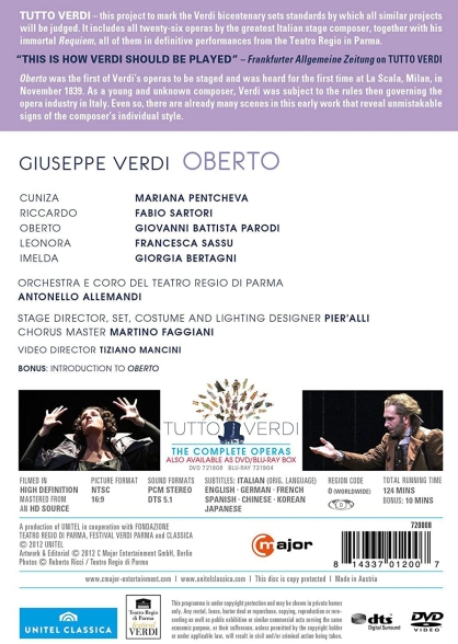 Mariana Pentcheva, Fabio Sartori, Giovanni Battista Parodi, Giorgia Bertagni, Teatro Regio di Parma Orchestra, Antonello Allemandi: Verdi: Oberto - DVD Foto #2