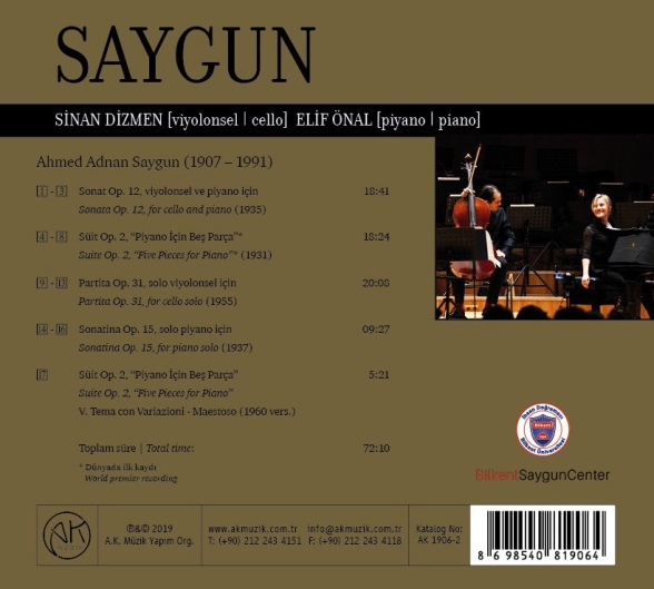 Sinan Dizmen, Elif Önal: Saygun - CD Foto #2