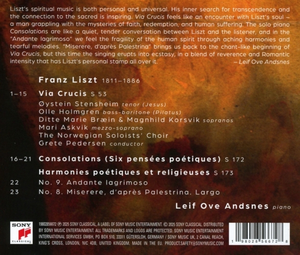 Leif Ove Andsnes, Grete Pedersen, The Norwegian Soloists’ Choir: Liszt: Via Crucis & Solo Piano Works - CD Foto #2
