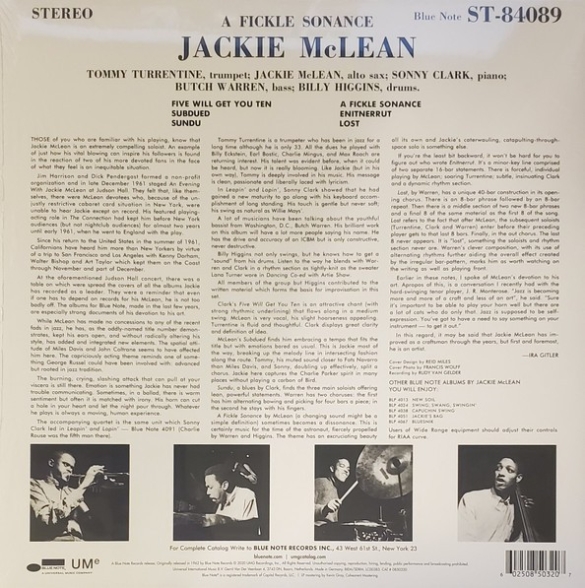 Jackie McLean: A Fickle Sonance - Plak Foto #2