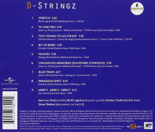 Stanley Clarke, Bireli Lagrene, Jean-Luc Ponty: D - Stringz - CD Foto #2