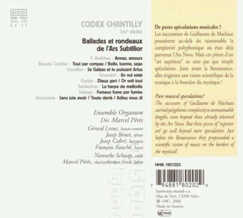 Ensemble Organum, Marcel Pérès: Codex Chantilly - CD Foto #2