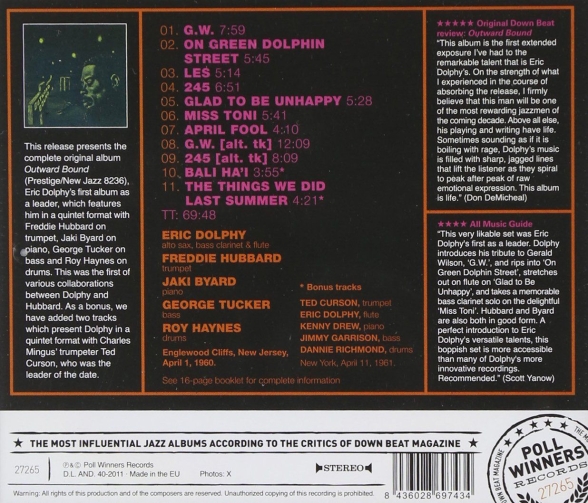 Eric Dolphy: Outward Bound + 2 Bonus Tracks - CD Foto #2
