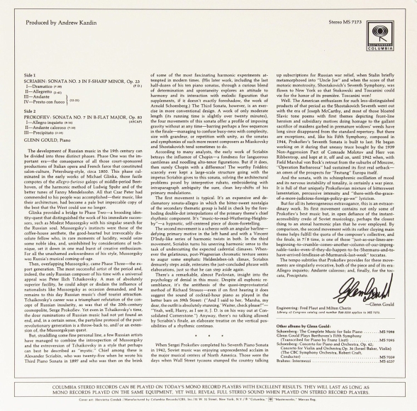 Glenn Gould: Scriabin, Prokofiev: Piano Sonatas - Plak Foto #2