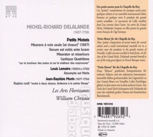 Les Arts Florissants, William Christie: Delalande: Petits Motets - CD Foto #2