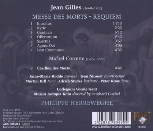 Anne-Marie Rodde, Jean Nirouet, Martyn Hill, Peter Kooy, Ulrich Studer, Collegium Vocale Gent, Musica Antiqua Köln, Philippe Herreweghe, Reinhard Goebel: Gilles: Messe des Morts (Requiem) - CD Foto #2