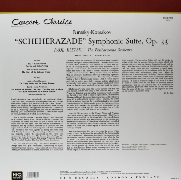 Paul Kletzki, The Philharmonia Orchestra: Rimsky - Korsakov: Scheherezade - Plak Foto #2