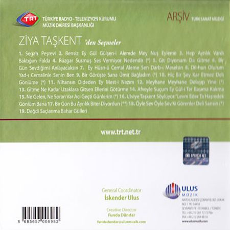 Ziya Taşkent: Trt Arşiv Serisi 141 - Ziya Taşkent'den Seçmeler - CD Foto #2