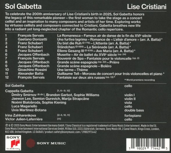 Sol Gabetta: Lise Cristiani - CD Foto #2