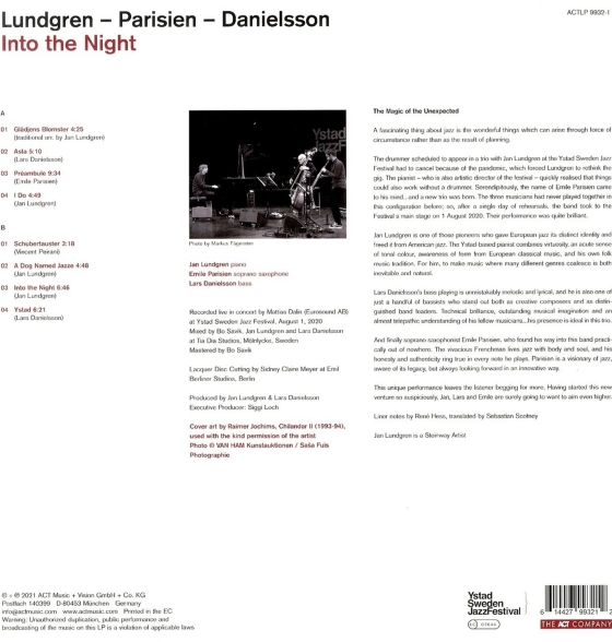 Jan Lundgren, Lars Danielsson, Emile Parisien: Into the Night - Plak Foto #2