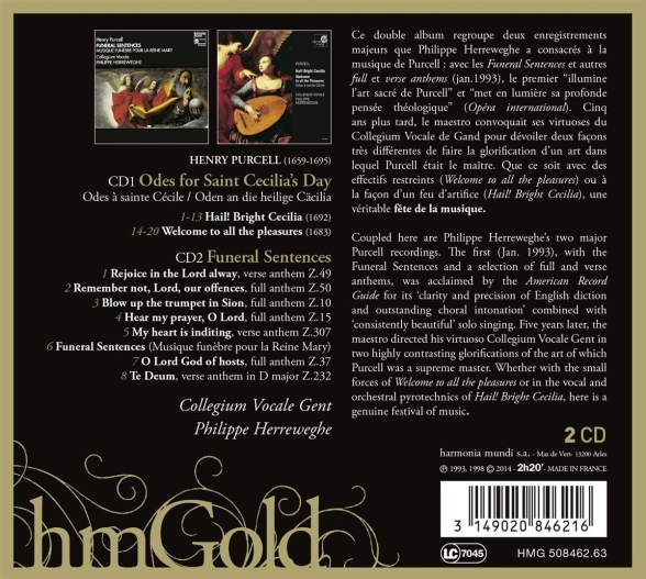 Colllegium Vocale Gent, Philippe Herreweghe: Purcell: Funeral Sentences, Hail Bright Caecilia - CD Foto #2
