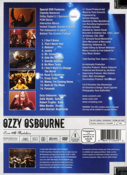 Ozzy Osbourne: Live At Budokan - DVD Foto #2