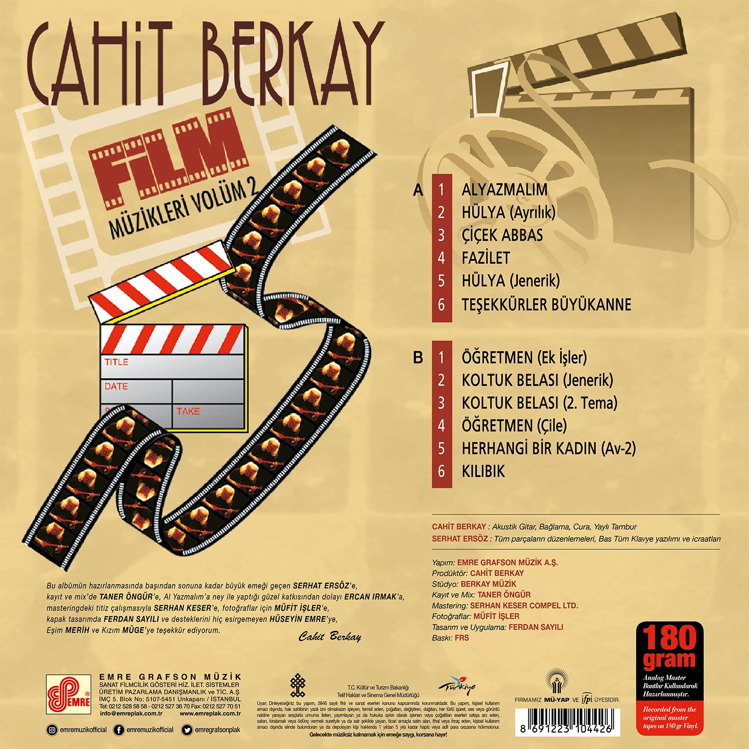 Cahit Berkay Film Müzikleri Vol. 2 Plak Opus3a
