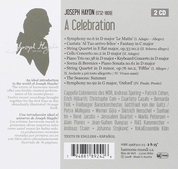 Çeşitli Sanatçılar: Haydn: A Haydn Celebration 1809-2009 - CD Foto #2